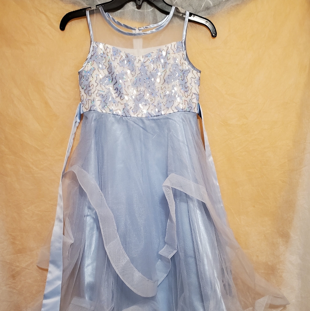 NWT Girls formal baby blue sequin dress sz 7